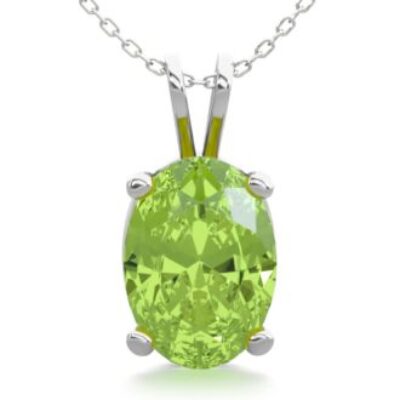 Peridot Necklace | August Birthstone | 1ct Oval Peridot Necklace In Sterling Silver | SuperJeweler