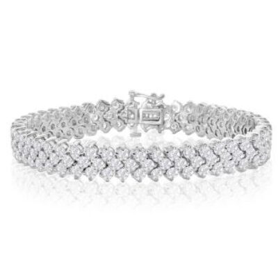 Diamond Tennis Bracelet | 12 Carat Three Row Diamond Tennis Bracelet In 14 Karat White Gold | SuperJeweler