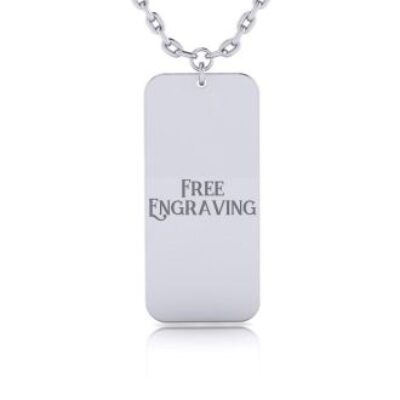 Sterling Silver Rectangular Tag Necklace With Free Custom Engraving, 18 Inches | SuperJeweler