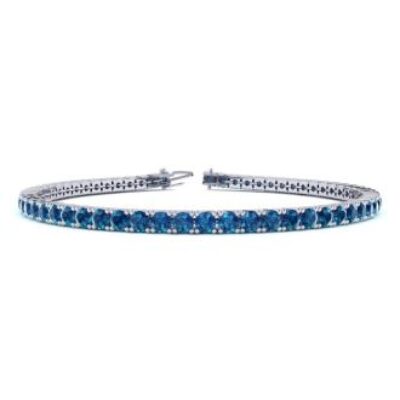 Blue Gemstones | 3 1/2 Carat Blue Diamond Tennis Bracelet In 14 Karat White Gold, 6 Inches | SuperJeweler