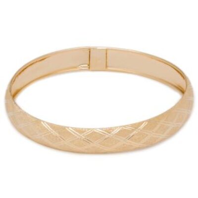 10K Yellow Gold Flexible Bangle Bracelet With Argyle Diamond Cut Design, 8 Inches | SuperJeweler