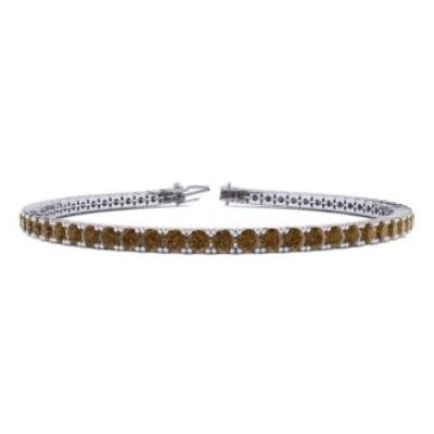 Diamond Tennis Bracelet | 3 1/2 Carat Chocolate Bar Brown Champagne Diamond Tennis Bracelet In 14 Karat White Gold, 6 Inches | SuperJeweler