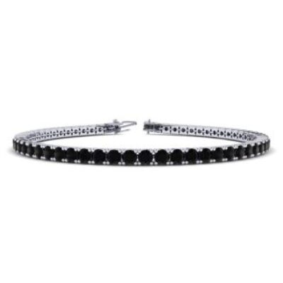 Black Gemstones | 3 1/2 Carat Black Diamond Tennis Bracelet In 14 Karat White Gold, 6 Inches | SuperJeweler