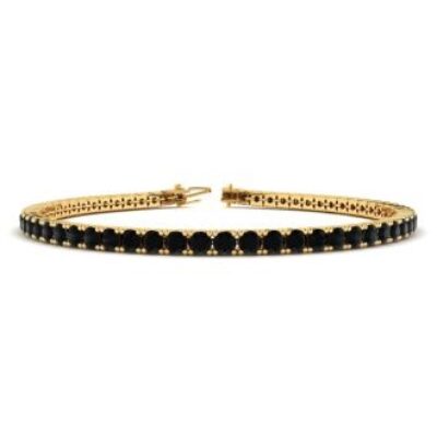 Black Gemstones | 3 1/2 Carat Black Diamond Tennis Bracelet In 14 Karat Yellow Gold, 6 Inches | SuperJeweler