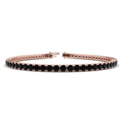 Black Gemstones | 3 1/2 Carat Black Diamond Tennis Bracelet In 14 Karat Rose Gold, 6 Inches | SuperJeweler