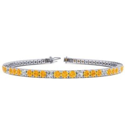 November Birthstone | Citrine Bracelet | 4 Carat Citrine And Diamond Graduated Tennis Bracelet In 14 Karat White Gold, 7 Inches | SuperJeweler