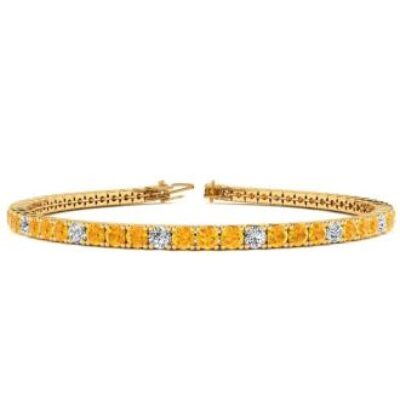 November Birthstone | Citrine Bracelet | 4 Carat Citrine And Diamond Graduated Tennis Bracelet In 14 Karat Yellow Gold, 7 Inches | SuperJeweler