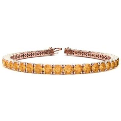 November Birthstone | Citrine Bracelet | 9 1/5 Carat Citrine Tennis Bracelet In 14 Karat Rose Gold, 7 Inches | SuperJeweler