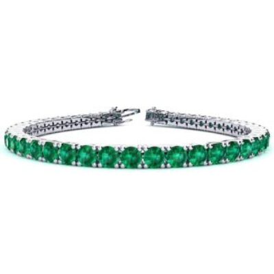 Green Gemstones | Emerald Bracelet | May Birthstone | 11 1/2 Carat Emerald Tennis Bracelet In 14 Karat White Gold, 7 Inches | SuperJeweler