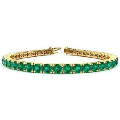 Green Gemstones | Emerald Bracelet | May Birthstone | 11 1/2 Carat Emerald Tennis Bracelet In 14 Karat Yellow Gold, 7 Inches | SuperJeweler