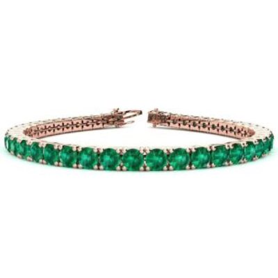 Green Gemstones | Emerald Bracelet | May Birthstone | 11 1/2 Carat Emerald Tennis Bracelet In 14 Karat Rose Gold, 7 Inches | SuperJeweler