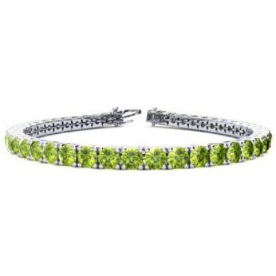 Green Gemstones | Peridot Bracelet | August Birthstone | 9 1/5 Carat Peridot Tennis Bracelet In 14 Karat White Gold, 7 Inches | SuperJeweler