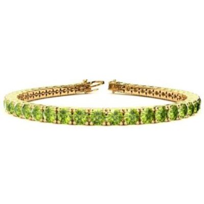 Green Gemstones | Peridot Bracelet | August Birthstone | 9 1/5 Carat Peridot Tennis Bracelet In 14 Karat Yellow Gold, 7 Inches | SuperJeweler