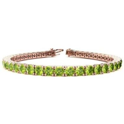 Green Gemstones | Peridot Bracelet | August Birthstone | 9 1/5 Carat Peridot Tennis Bracelet In 14 Karat Rose Gold, 7 Inches | SuperJeweler