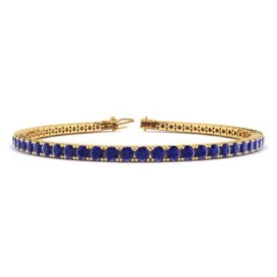 Blue Gemstones | Sapphire Bracelet | September Birthstone | 5 1/4 Carat Sapphire Tennis Bracelet In 14 Karat Yellow Gold, 7 Inches | SuperJeweler