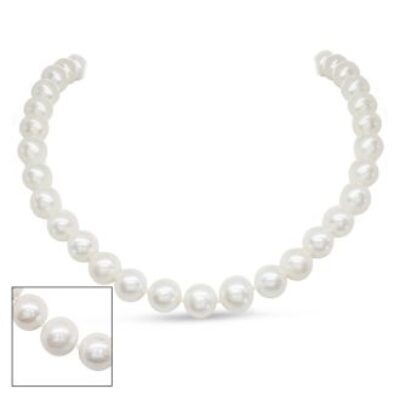 Pearl Strand | June Birthstone | 18 inch 10mm AA Pearl Necklace with 14K Yellow Gold Clasp