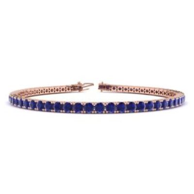 Blue Gemstones | Sapphire Bracelet | September Birthstone | 5 1/4 Carat Sapphire Tennis Bracelet In 14 Karat Rose Gold, 7 Inches | SuperJeweler