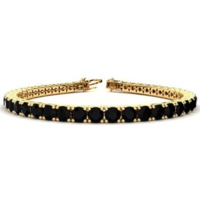 Black Gemstones | 7 3/4 Carat Black Diamond Tennis Bracelet In 14 Karat Yellow Gold, 6 Inches | SuperJeweler