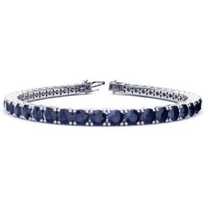 Blue Gemstones | Sapphire Bracelet | September Birthstone | 12 3/4 Carat Sapphire Tennis Bracelet In 14 Karat White Gold, 7 Inches | SuperJeweler