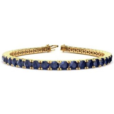 Blue Gemstones | Sapphire Bracelet | September Birthstone | 12 3/4 Carat Sapphire Tennis Bracelet In 14 Karat Yellow Gold, 7 Inches | SuperJeweler