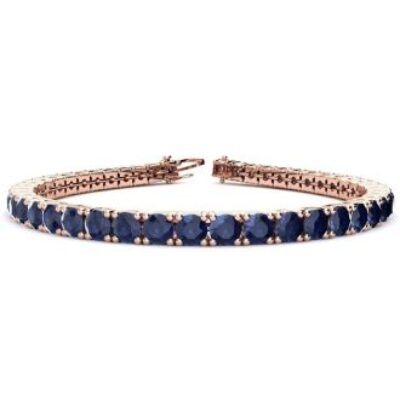Blue Gemstones | Sapphire Bracelet | September Birthstone | 12 3/4 Carat Sapphire Tennis Bracelet In 14 Karat Rose Gold, 7 Inches | SuperJeweler