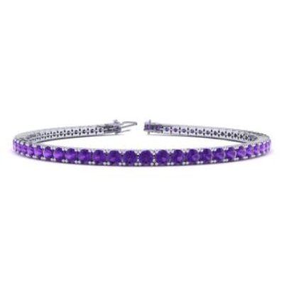 Purple Gemstones | Amethyst Bracelet | February Birthstone | 4 Carat Amethyst Tennis Bracelet In 14 Karat White Gold, 7 Inches | SuperJeweler