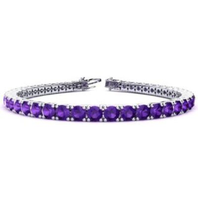 Purple Gemstones | Amethyst Bracelet | February Birthstone | 9 1/5 Carat Amethyst Tennis Bracelet In 14 Karat White Gold, 7 Inches | SuperJeweler