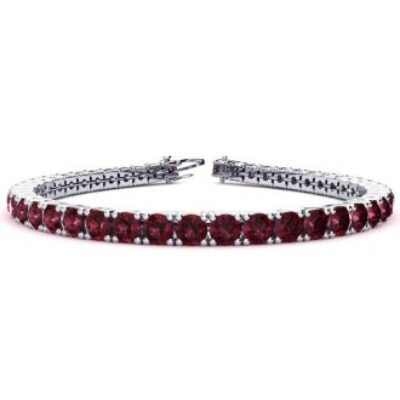 Garnet Bracelet | January Birthstone | 4 1/2 Carat Garnet Tennis Bracelet In 14 Karat White Gold, 7 Inches