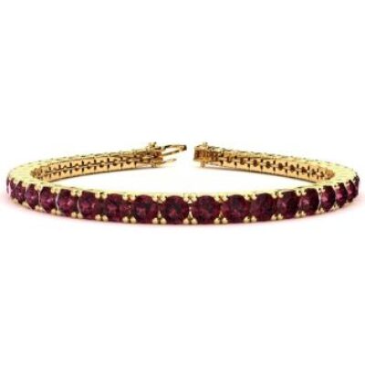 Garnet Bracelet | January Birthstone | 4 1/2 Carat Garnet Tennis Bracelet In 14 Karat Yellow Gold, 7 Inches