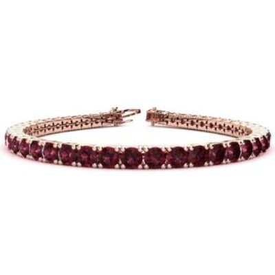 Garnet Bracelet | January Birthstone | 4 1/2 Carat Garnet Tennis Bracelet In 14 Karat Rose Gold, 7 Inches