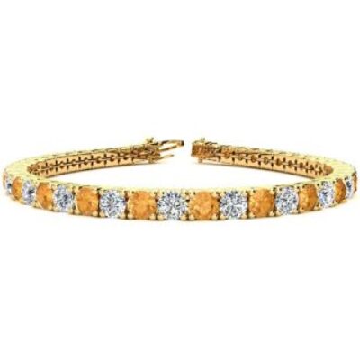 November Birthstone | Citrine Bracelet | 9 1/5 Carat Citrine and Diamond Tennis Bracelet In 14 Karat Yellow Gold, 7 Inches | SuperJeweler