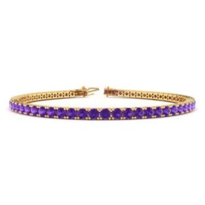 Purple Gemstones | Amethyst Bracelet | February Birthstone | 4 Carat Amethyst Tennis Bracelet In 14 Karat Yellow Gold, 7 Inches | SuperJeweler