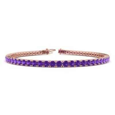 Purple Gemstones | Amethyst Bracelet | February Birthstone | 4 Carat Amethyst Tennis Bracelet In 14 Karat Rose Gold, 7 Inches | SuperJeweler