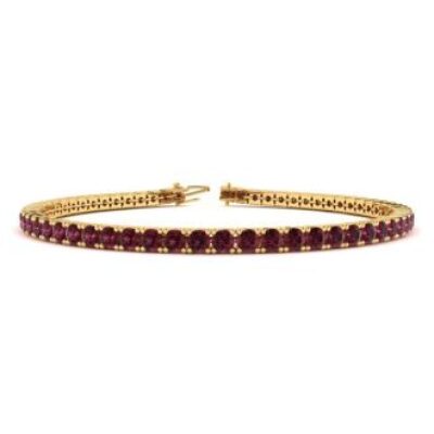 Garnet Bracelet | January Birthstone | 4 1/2 Carat Garnet Tennis Bracelet In 14 Karat Yellow Gold, 7 Inches