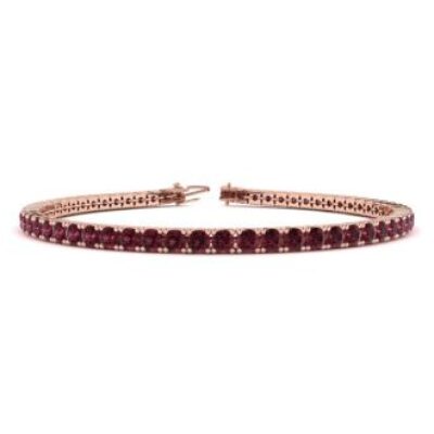 Garnet Bracelet | January Birthstone | 4 1/2 Carat Garnet Tennis Bracelet In 14 Karat Rose Gold, 7 Inches