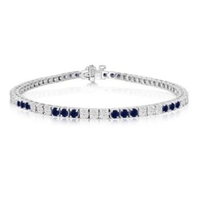 Diamond Tennis Bracelet | 5 Carat Sapphire and Diamond Bracelet In 14 Karat White Gold | SuperJeweler