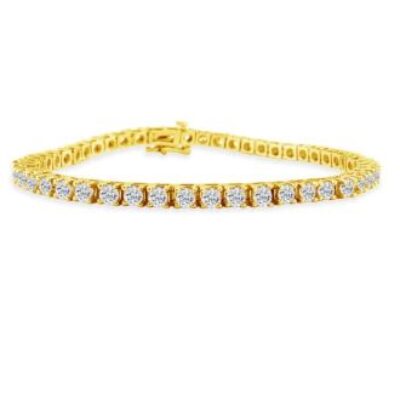 Diamond Tennis Bracelet | 6 Carat Genuine Diamond Tennis Bracelet In 14 Karat Yellow Gold | SuperJeweler