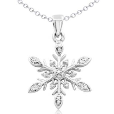 Diamond Accent Snowflake Necklace, 18 Inches | SuperJeweler