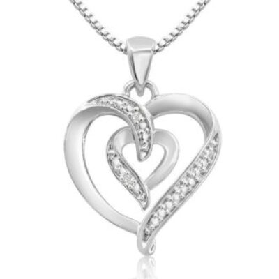 Diamond Accent Heart Necklace, 18 Inches | SuperJeweler