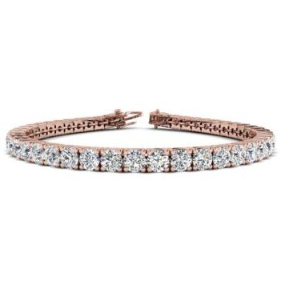 Diamond Tennis Bracelet | 9 Carat Diamond Tennis Bracelet In 14 Karat Rose Gold, 7 Inches