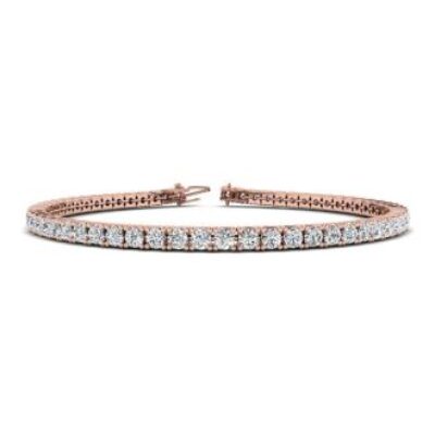 Diamond Tennis Bracelet | 3 Carat Diamond Tennis Bracelet In 14 Karat Rose Gold, 7 Inches | SuperJeweler