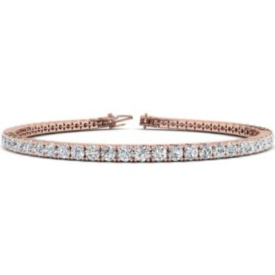 Diamond Tennis Bracelet | 4 Carat Diamond Tennis Bracelet In 14 Karat Rose Gold, 7 Inches | SuperJeweler