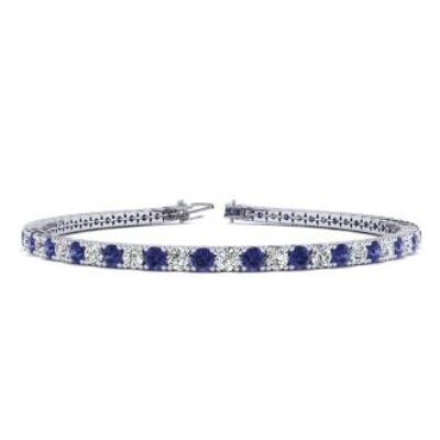 Blue Gemstones | December Birthstone | Tanzanite Bracelet | 2 Carat Tanzanite And Diamond Tennis Bracelet In 14 Karat White Gold, 6 Inches | SuperJeweler