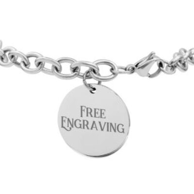 Ladies Dangling Circle Tag Bracelet In Stainless Steel, With Free Custom Engraving | SuperJeweler