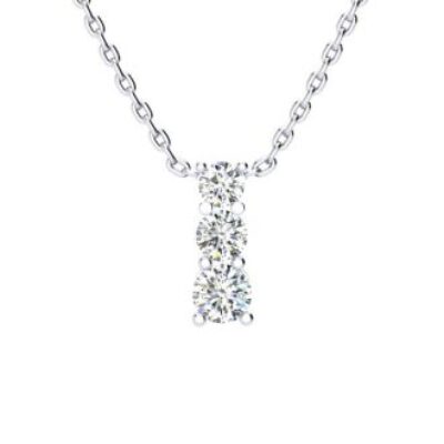 1/2ct Three Stone Diamond Necklace In 14K White Gold, 18 Inches | SuperJeweler