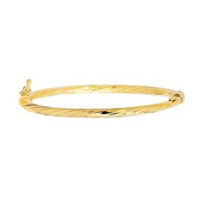 14 Karat Yellow Gold Kids Twisted Rope Bangle Bracelet, 5 1/2 Inches | SuperJeweler