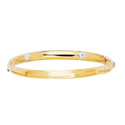 14 Karat Two Tone Gold Kids Bangle Bracelet, 5 1/2 Inches | SuperJeweler