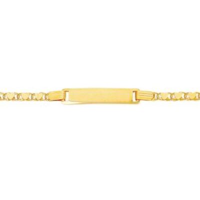 14 Karat Yellow Gold Kids Heart Chain ID Bracelet, 6 Inches | SuperJeweler