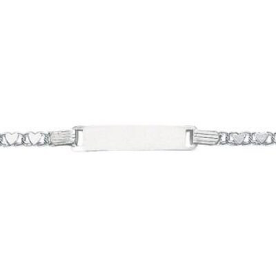 14 Karat White Gold Kids Heart Chain ID Bracelet, 6 Inches | SuperJeweler