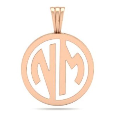 14kRose Gold “NM” Circle Pendant